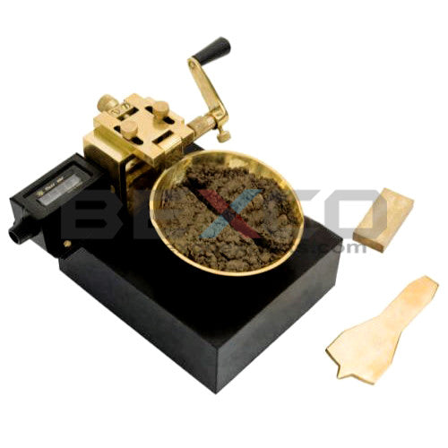 Casagrande Method Liquid Limit Apparatus for Soil Testing - Includes Brass Cup, Mechanical Counter & Grooving Tool, Geotechnical Engineering Lab Equipment (Manual Type)