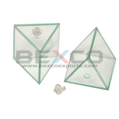 Hollow Prism with Stopper Size (2x2x2-Inch) for Physics lab Experiments