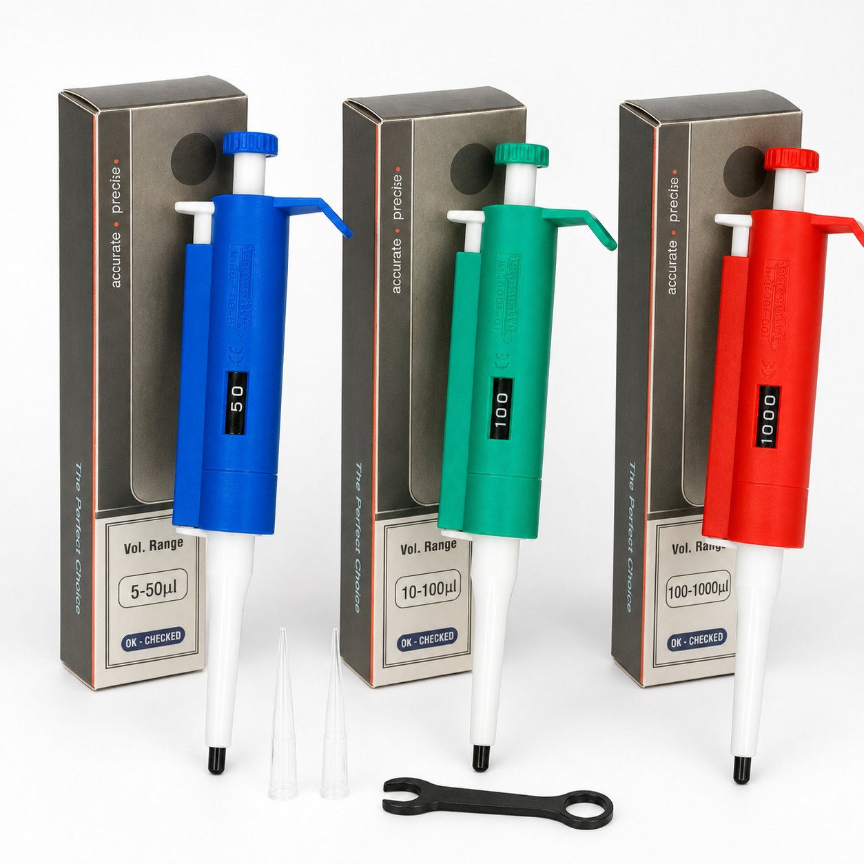 Variable volume MicroPipette Kit: 3 pipettes set Excellent