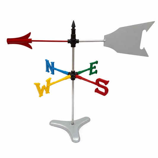 Weather Vane with Colorful Compass Rose

