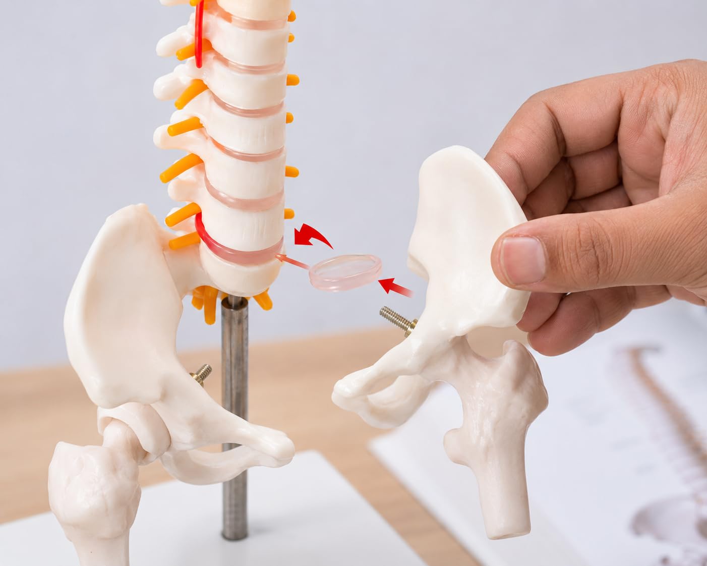 45cm Human Spinal Cord Model with Vertebral Column - Anatomical Spine Model for Medical Students & Doctors - Features Spinal Nerves, Intervertebral Discs, Pelvis & Detachable Femur Heads