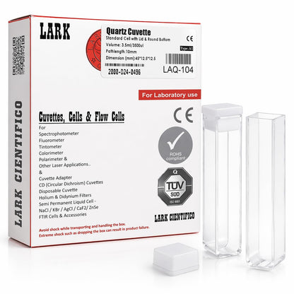 Lark LAQ-104 Quartz Cuvette Transparent Side (2 Side Transparent) (Set Of 2 Pieces),(Path Length-10 Mm),(Capacity: 3.5 Ml)